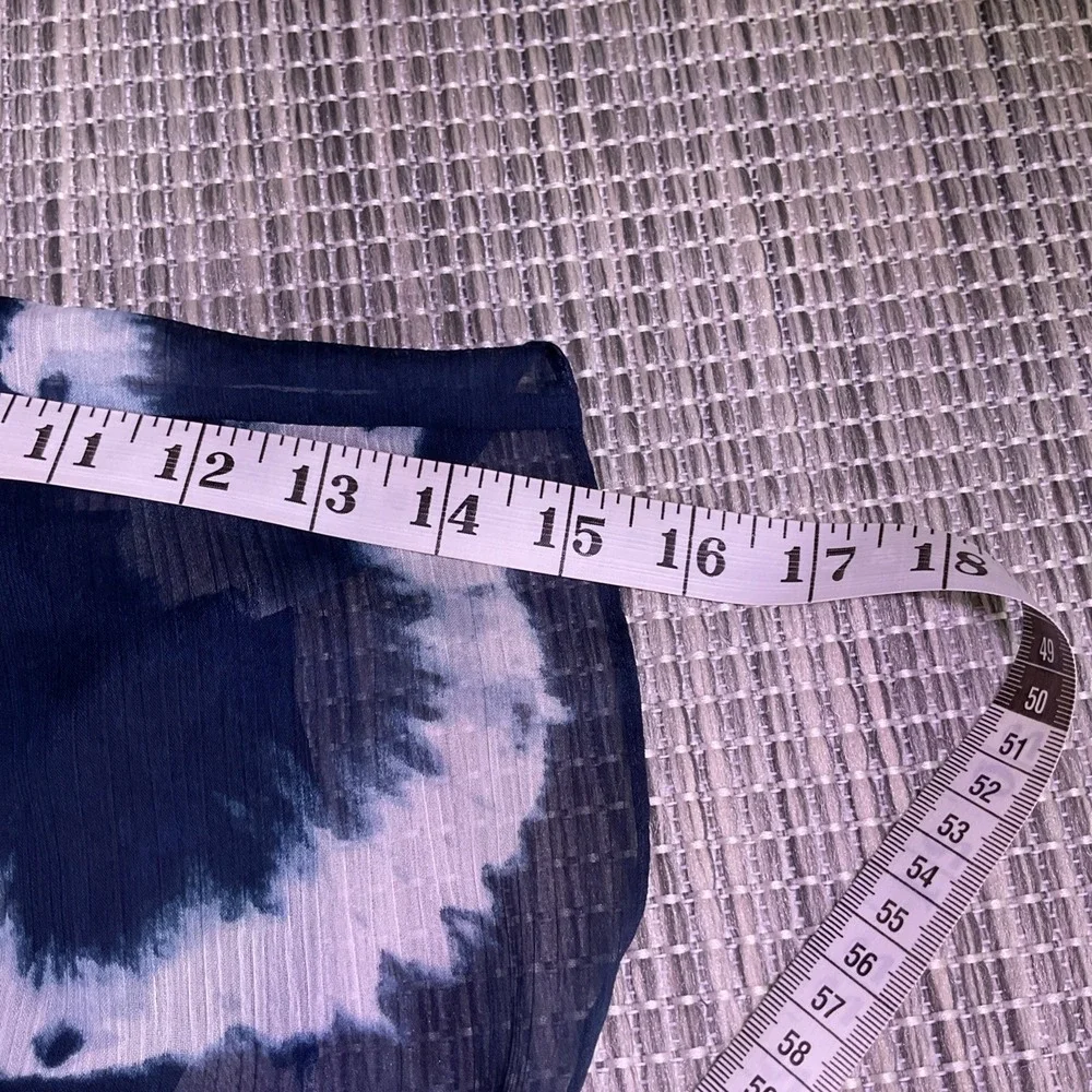 Michael Kors Womens Navy Tie Dye Sheer Swim Cover Up Tunic Drawstring Waist S/M